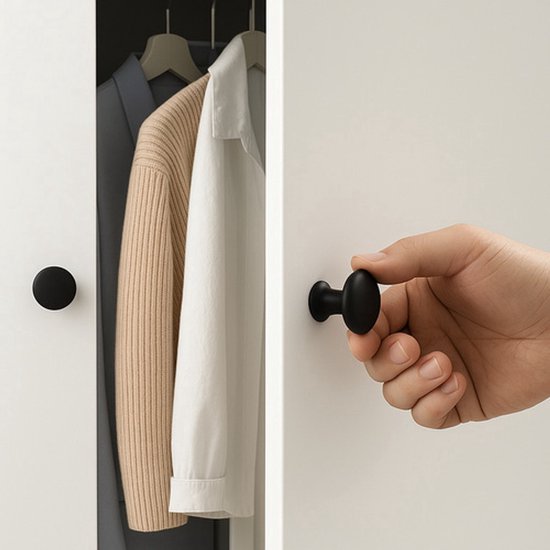 Ruhhy furniture knobs set of 10 - 30 mm - matt - Black