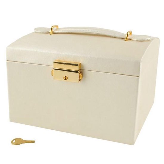 Beautylushh Jewelry Box - secure storage - Beige