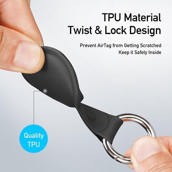 Dux Ducis Apple AirTag sleutelhanger set van 4 - Zwart/Roze/Blauw/Groen