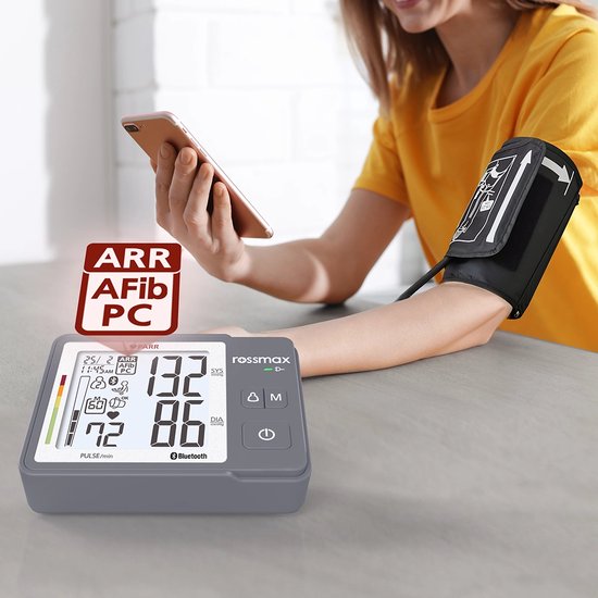 Rossmax Z5 bloeddrukmeter - bovenarm bluetooth - hartstichting gevalideerd - AFib detectie