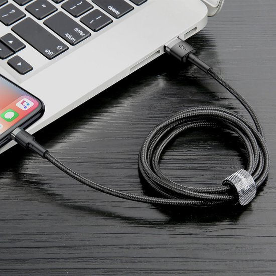 Baseus Geweven Nylon USB naar Lightning Kabel 1M - Grijs