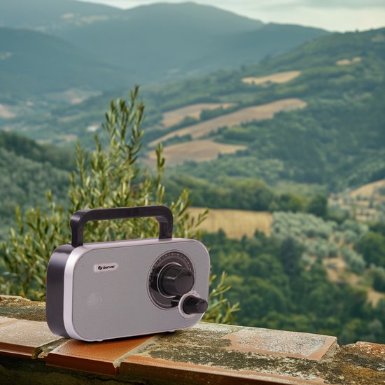 Denver TR51 FM radio - retro noodradio - batterij en netstroom - Grijs