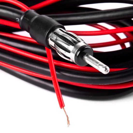 Auto antenne - universeel met versteker - 18 cm - 3m kabel
