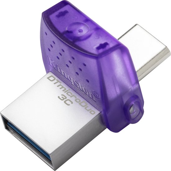 Kingston DataTraveler microDuo 3C USB-stick - 256 GB - USB-A 3.2 Gen 1 en USB-C - Violet