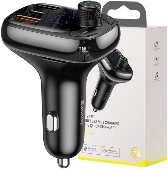 Baseus FM transmitter - universal Bluetooth car kit - Black