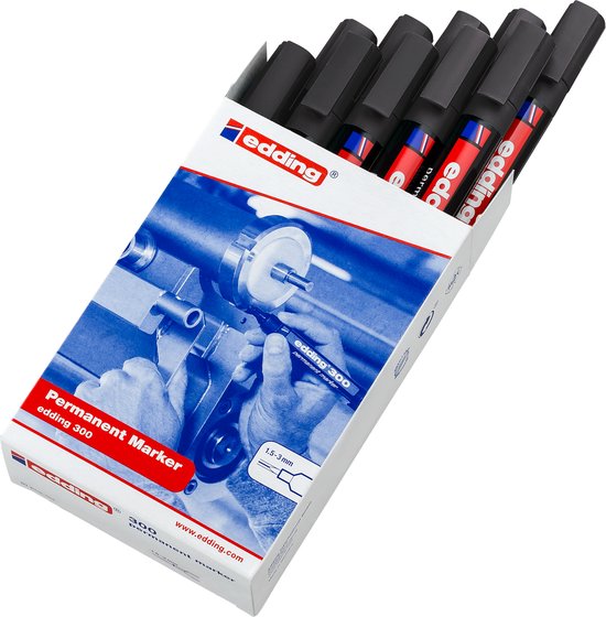 Edding 300 permanente marker set van 10 - ronde punt 1,5-3 mm - Zwart