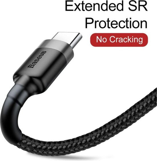 Baseus USB-C cable - braided 2 meter 2A - Black/Grey