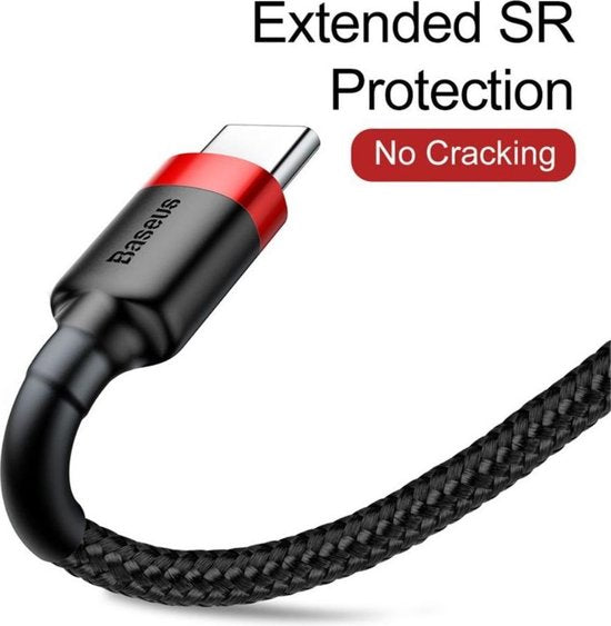 Baseus Gewoven USB-C Fast Charge Kabel 1 Meter Zwart Rood
