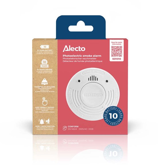 Alecto SD1010 smoke detector - 10-year battery - White