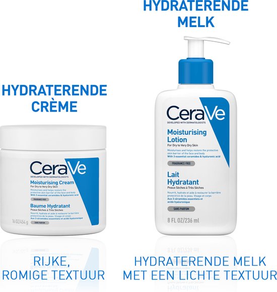 CeraVe hydraterende melk - droge tot zeer droge huid - 3 ceramiden hyaluronzuur - 236 ml