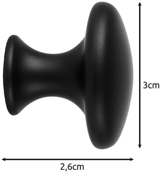 Ruhhy furniture knobs set of 10 - 30 mm - matt - Black