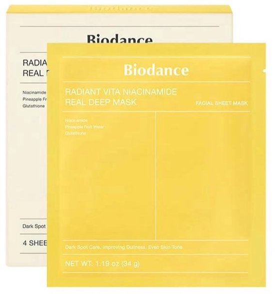 Biodance Radiant Vita Niacinamide hydrogel masker - set van 4