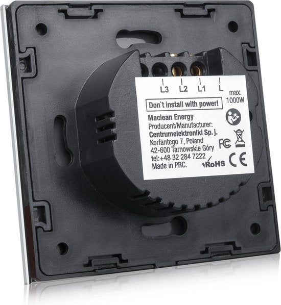 Maclean Touch Light Switch - Tempered Glass with LED-Illuminated Button