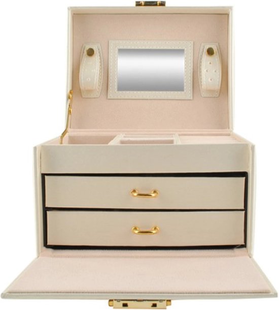 Beautylushh Jewelry Box - secure storage - Beige