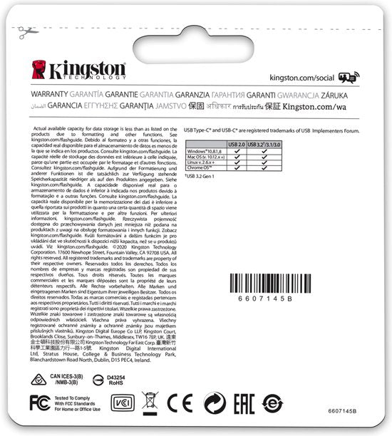 Kingston DataTraveler microDuo 3C USB-stick - 256 GB - USB-A 3.2 Gen 1 en USB-C - Violet