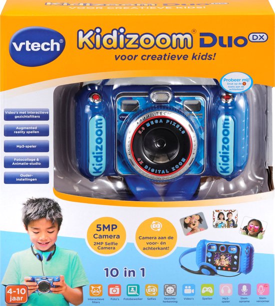 VTech KidiZoom Duo DX kindercamera - 10-in-1 interactief - 4-10 jaar - Blauw