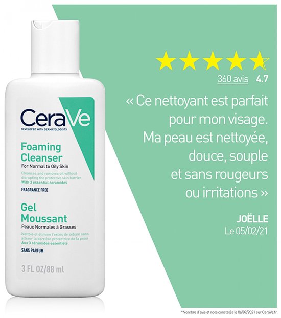 CeraVe reinigingsgel - foaming cleanser normale tot vette huid - 88 ml