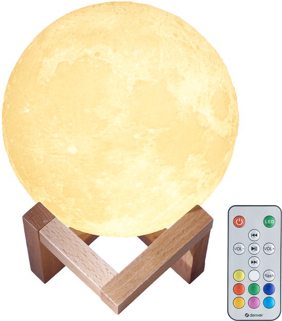 Denver maanlamp 3D LBS150 - bluetooth luidspreker tafellamp muzieksyncronisatie afstandsbediening