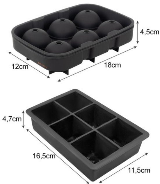 Ruhhy silicone ice molds - XXL cubes and ice spheres