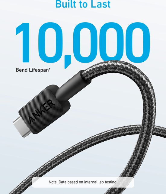 Anker 322 USB Cable - Braided USB-A to USB-C 1.8m - Black