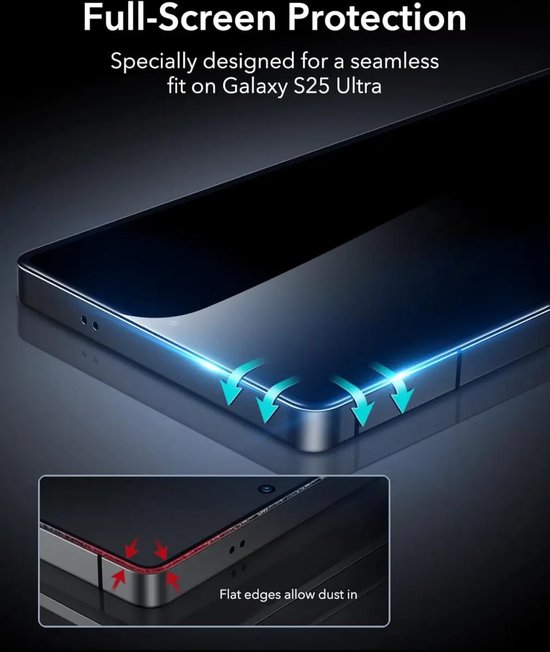 ESR screenprotector voor Samsung Galaxy S25 Ultra - tempered glass set van 2 - montageframe