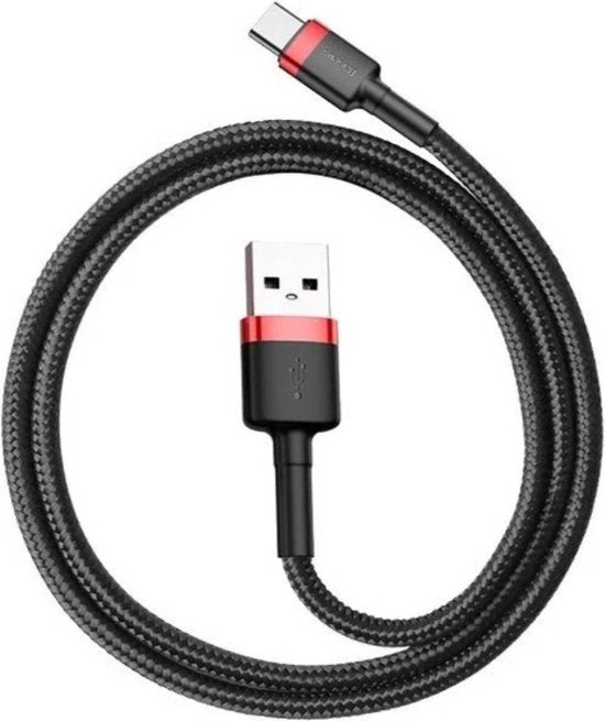 Baseus Gewoven USB-C Fast Charge Kabel 1 Meter Zwart Rood
