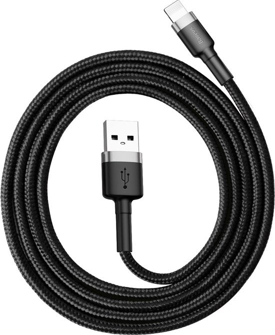 Baseus Geweven Nylon USB naar Lightning Kabel 1M - Grijs