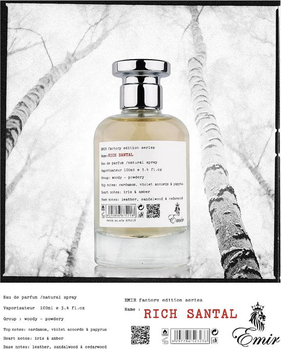 Emir Rich Santal Factory Edition parfum - unisex houtachtige noten - 100 ml