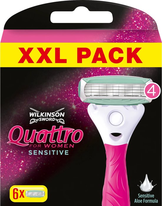 Wilkinson Quattro For Women Sensitive Razor Blades - Aloe Vera - 6 Pack