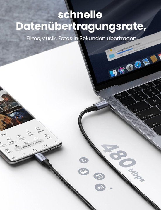 Ugreen USB-C Cable - Braided 100W 5A 1m - Black