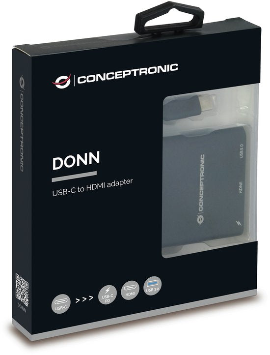 Conceptronic DONN01B laptop dock - USB 3,2 Gen 1 Type-C - Zwart