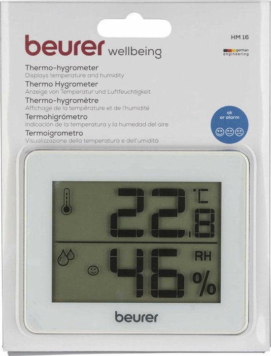 Beurer HM 16 thermo-hygrometer - binnen - smiley display - °C/°F - Wit