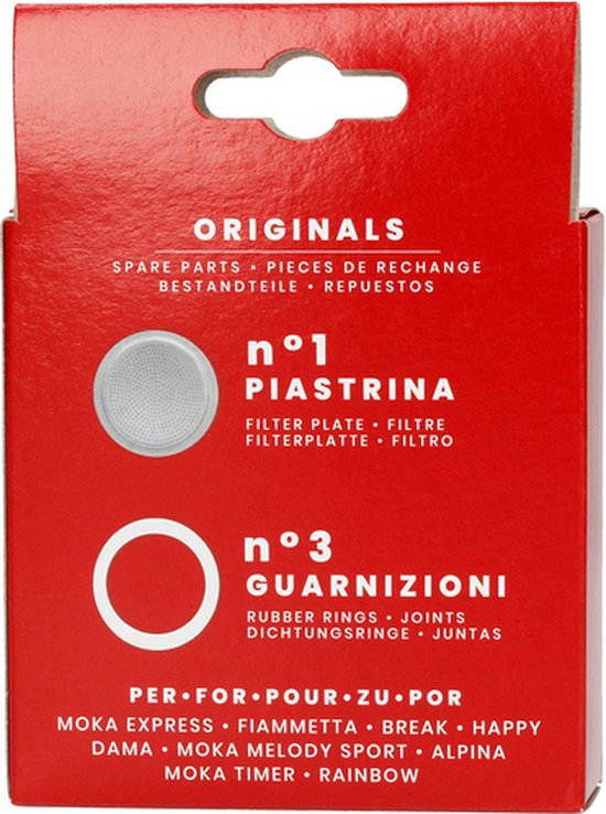 Bialetti filterplaatje set - aluminium 49 mm - 3 en 4 kops - inclusief 3 rubberen ringen