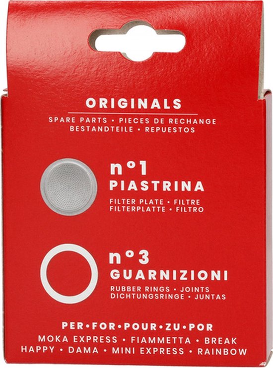 Bialetti filterplaatje set - aluminium 41 mm - Moka Express/Induction 2-kops - inclusief 3 ringen