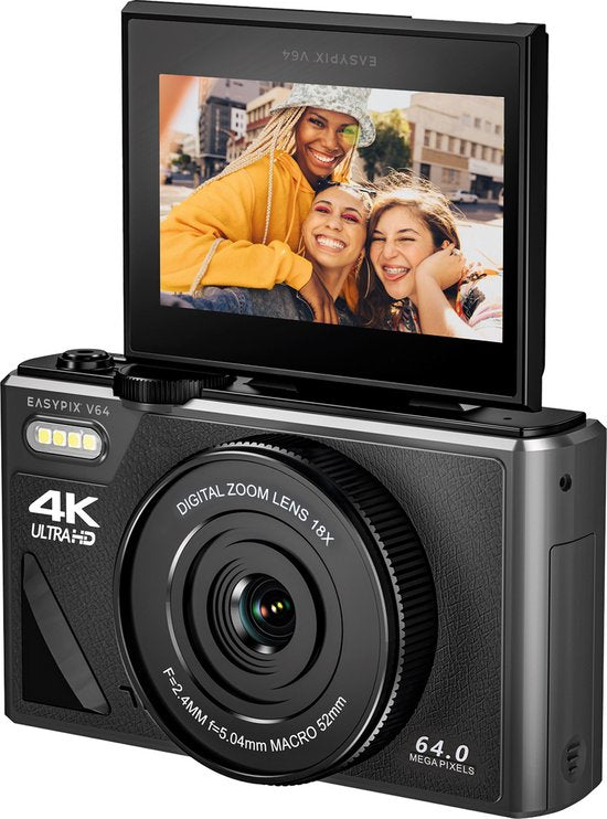 Easypix V64 Flip Compact Camera - Flip Screen - Black