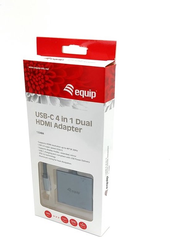 Equip 133484 USB hub - USB 3.2 Type-C - 5000 Mbit/s - Zilver
