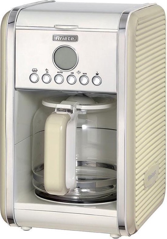 Ariete 1342/03 koffiezetter - vintage 12 kops - 24 uurs timer warmhoudplaat - Beige