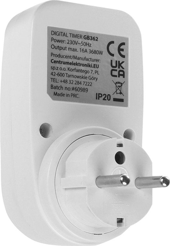 GreenBlue GB362 E Timer Switch - Digital - 16A IP20
