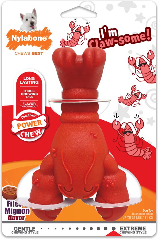Nylabone hondenspeelgoed - Chew kreeft rundfilet - XL tot 35 kg - Rood