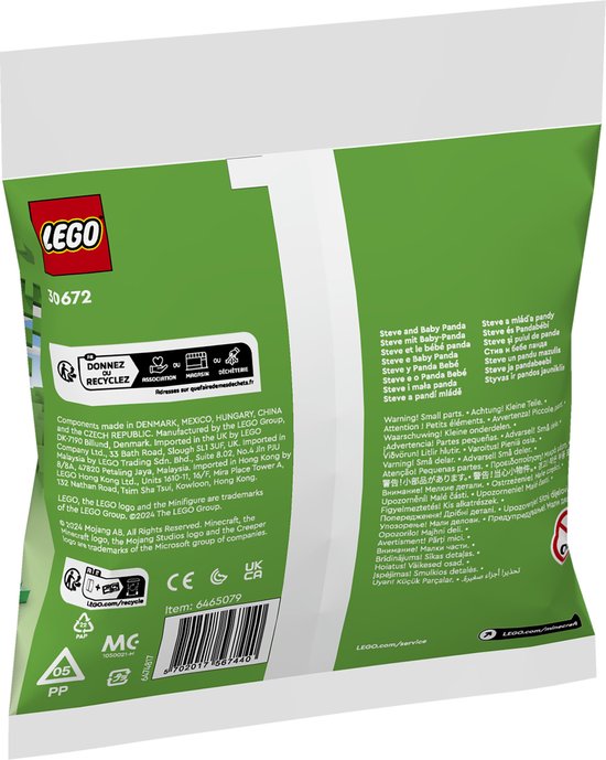 LEGO Minecraft Steve en babypanda - polybag 30672