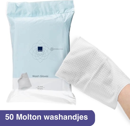 ABENA molton wegwerp washandjes - hygiënisch eenmalig gebruik - 50 stuks