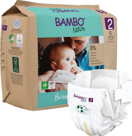 Bambo Nature luiers - maat 2 S - 3-6 kg - 30 stuks