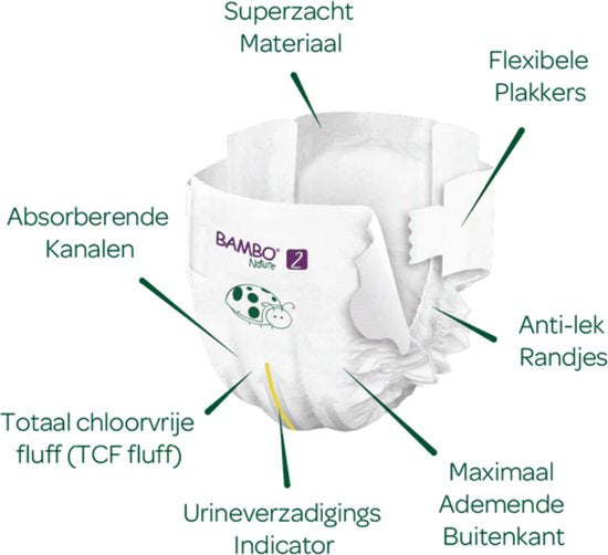 Bambo Nature luiers - maat 2 S - 3-6 kg - 30 stuks