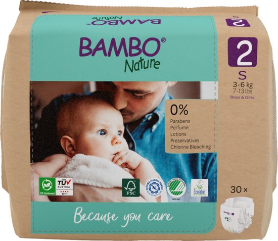 Bambo Nature luiers - maat 2 S - 3-6 kg - 30 stuks