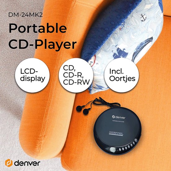 Denver DM24MK2 discman - draagbare cd-speler - CD/CD-R/CD-RW - inclusief oordopjes