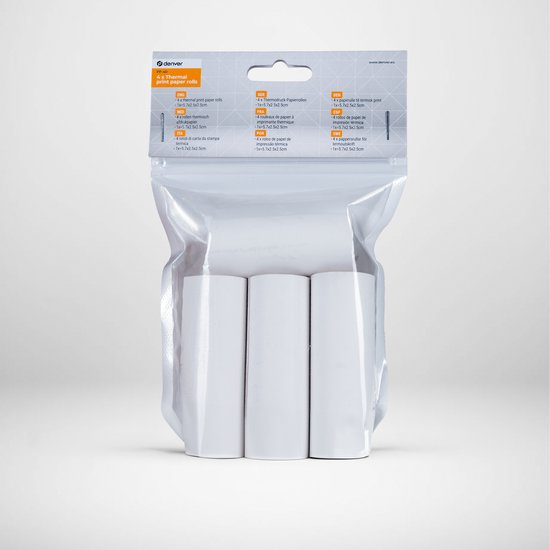 Denver PP40 papierrollen set van 4 - voor kindercamera met printer en pocket printer - 57×30 mm - Wit