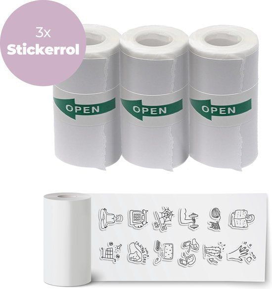 Denver stickerrollen set van 3 - PSP43 - voor kindercamera met printer en pocket printer - 57×30 mm - Wit