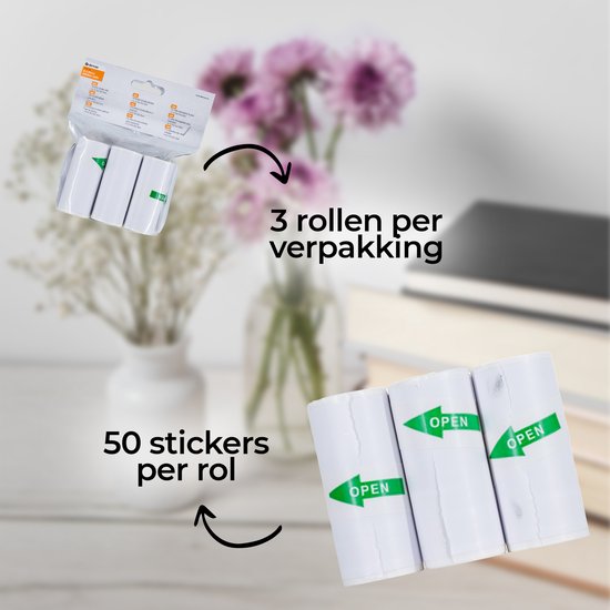 Denver stickerrollen set van 3 - PSP43 - voor kindercamera met printer en pocket printer - 57×30 mm - Wit