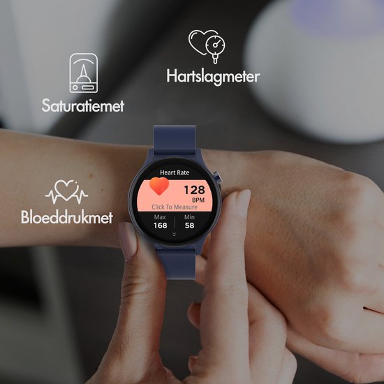 Denver SWC338BU smartwatch - Android iOS belfunctie - hartslagmeter saturatiemeter slaapmonitor - Blauw