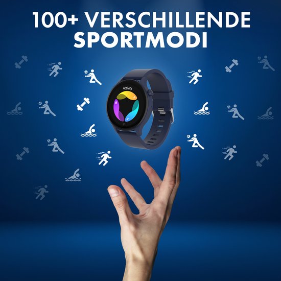 Denver SWC338BU smartwatch - Android iOS belfunctie - hartslagmeter saturatiemeter slaapmonitor - Blauw